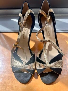Neo Tango heels - Black & Gold Strappy shoes